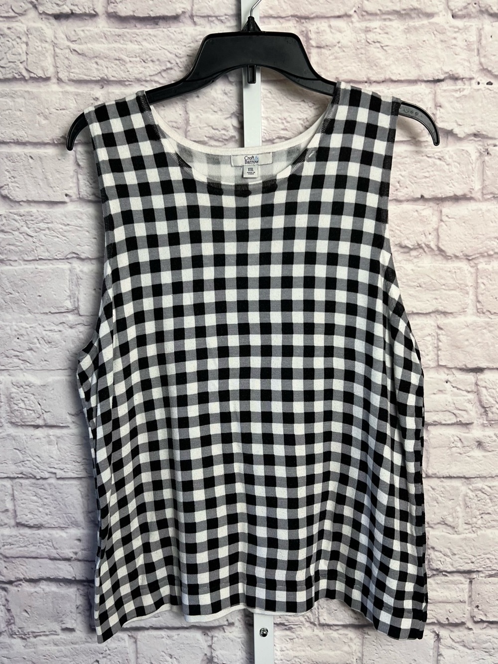 Croft & Barrow Gingham Print Knit Vest size XXL